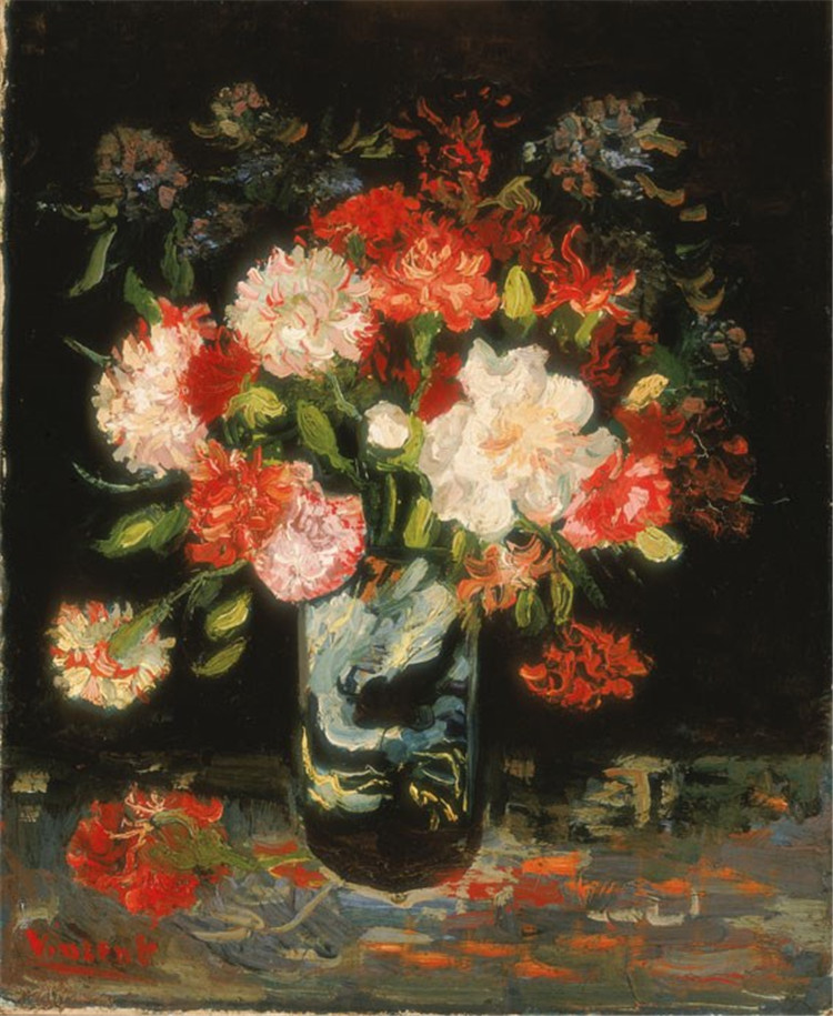 Vase With Carnations Van Gogh Oil Painting